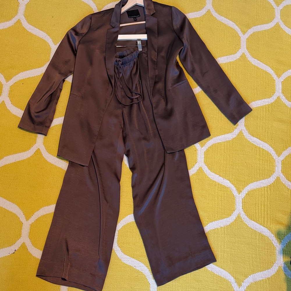 Banana Republic Brown Satin-Look Blazer and Pant